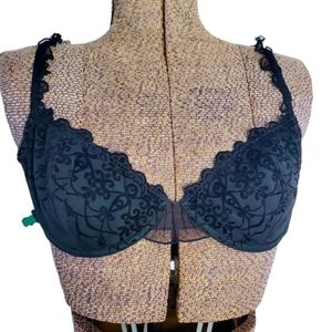 Black Etam bra with lace and frill straps